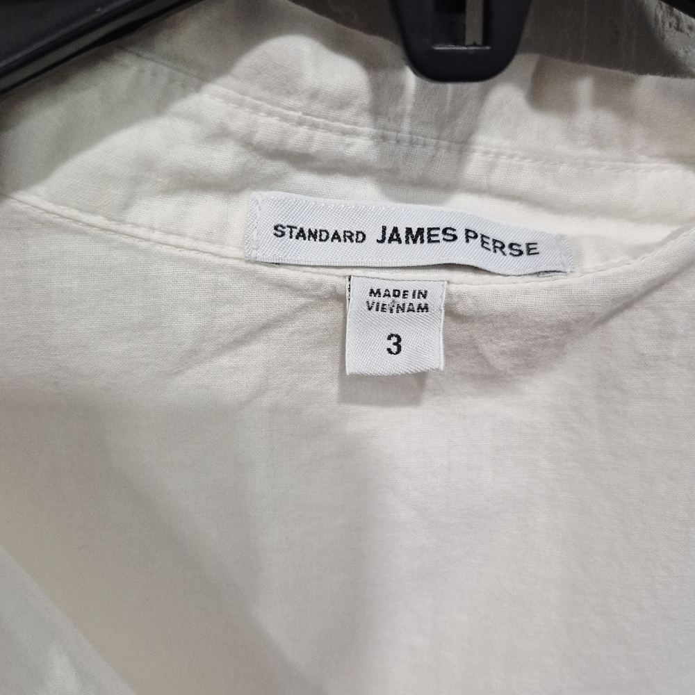 James Perse Contrast Panel Rib Surplus White Button-Up Shirt - Picture 5 of 10
